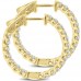 2.10 ct Ladies Round Cut Diamond Hoop Huggie Earrings in Yellow Gold